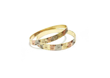 Tri Tone Plated | Flat Bangles